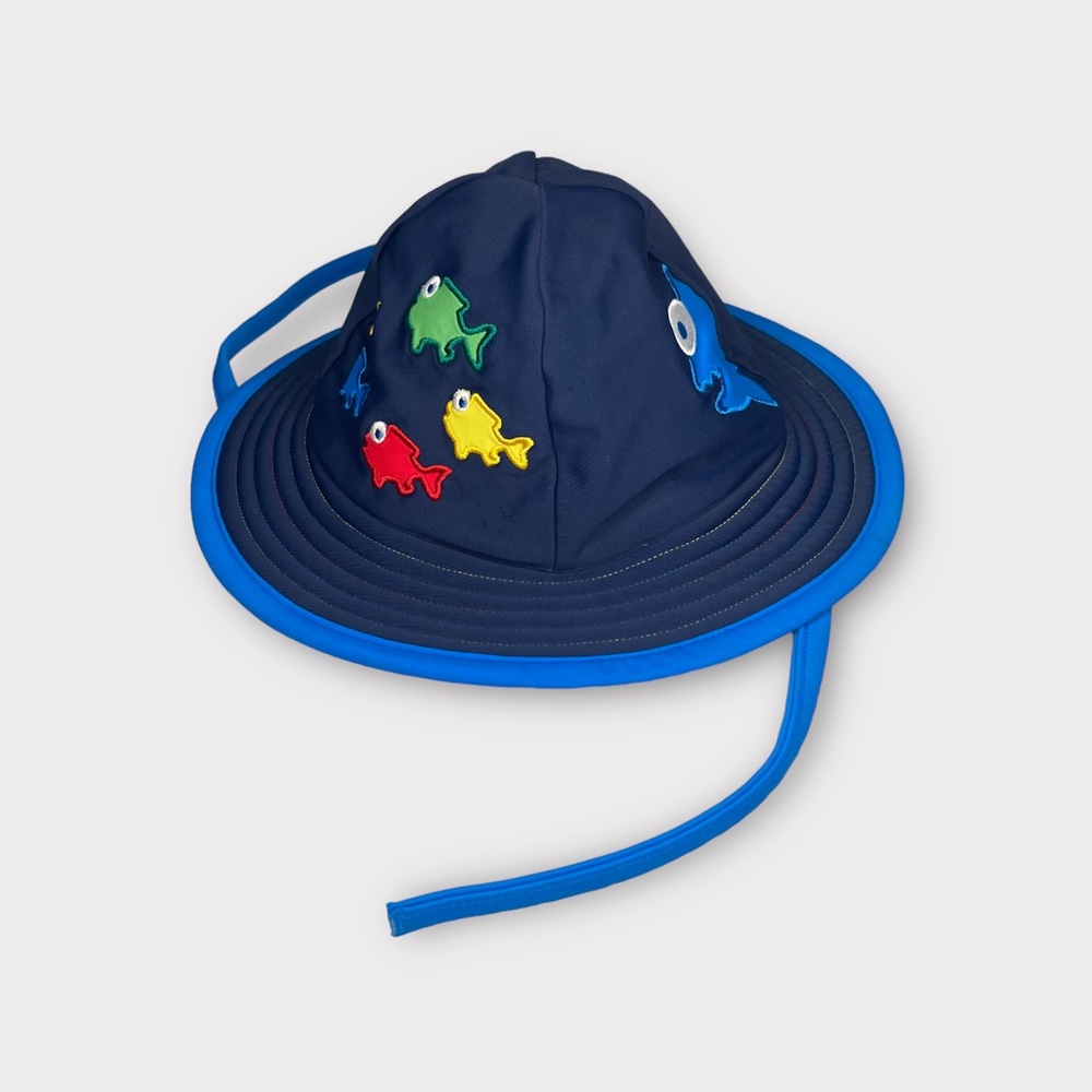 Hanna Andersson Colorful School Of Fish Blue Swim Hat